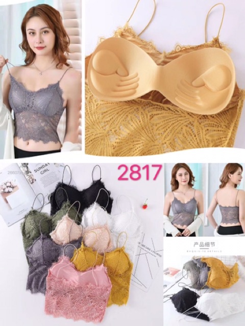 [FreeShipMax] Áo Bra Ren Lá Dáng Lửng