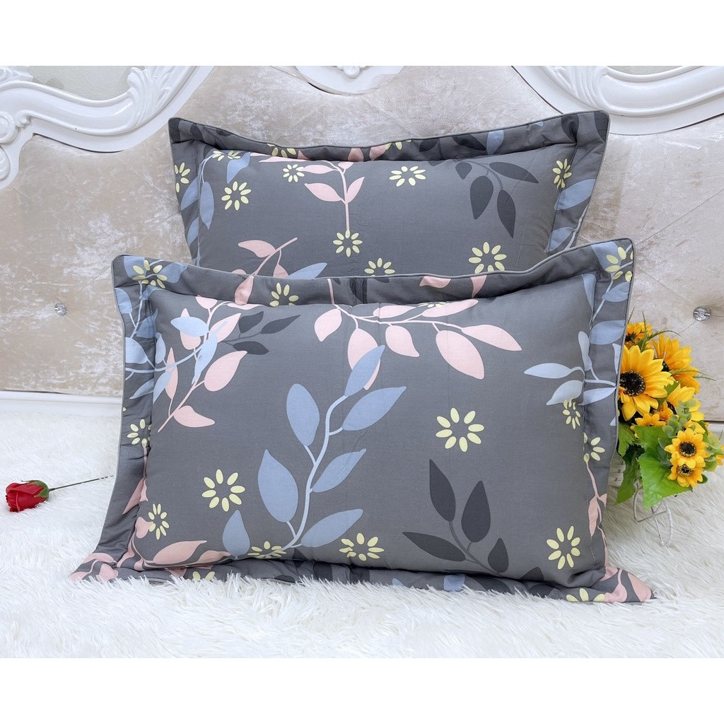 Bộ 2 gối nằm gòn 40x60 cộng 2 vỏ gối nằm cotton gối nằm tặng vỏ- gối nằm gòn