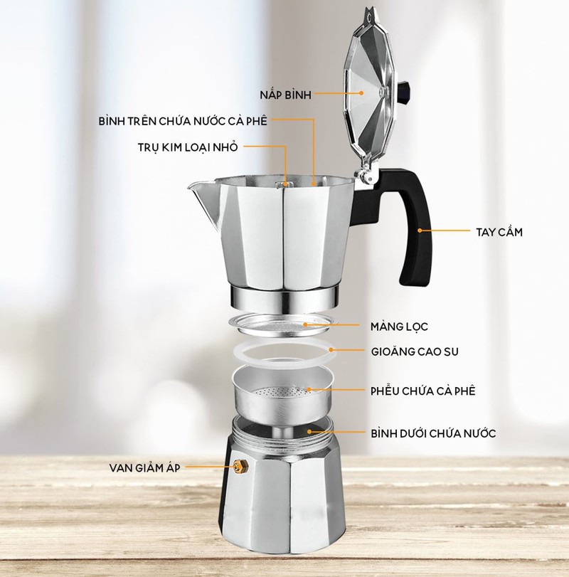 Coffee Pot aluminum high-grade (1-3 Cup)-warm coffee 300ml 6cup, ấm coffee