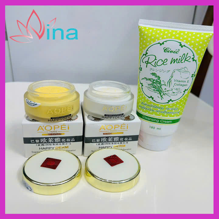 [HCM]Combo kem sâm Aopei ngày và đêm dưỡng trắng nám tàn nhang TẶNG 1 tuýp sũa rửa mặt gạo Thái Lan 180ml