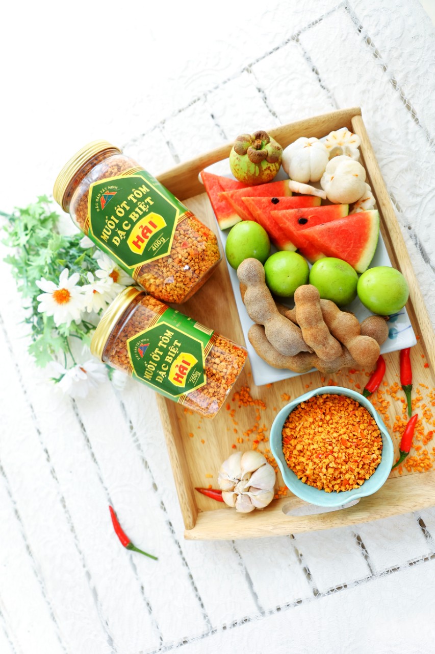 Muối ớt tôm đặc biệt (hũ nắp nhôm cao cấp) muối Hải Tây Ninh