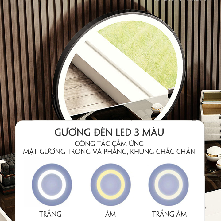 [Hot trend] Bàn trang điểm kèm gương phong cách bắc âu, Bộ bàn phấn trang điểm 2 mặt kính họa tiết kim cương cao cấp, Bàn trang điểm thiết kế hiện đại hàng nhập khẩu
