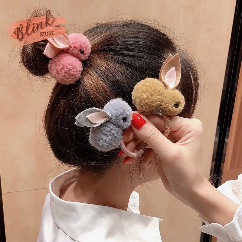 Dây buộc tóc hình thỏ bông siêu đáng yêu và độc đáo cho bé