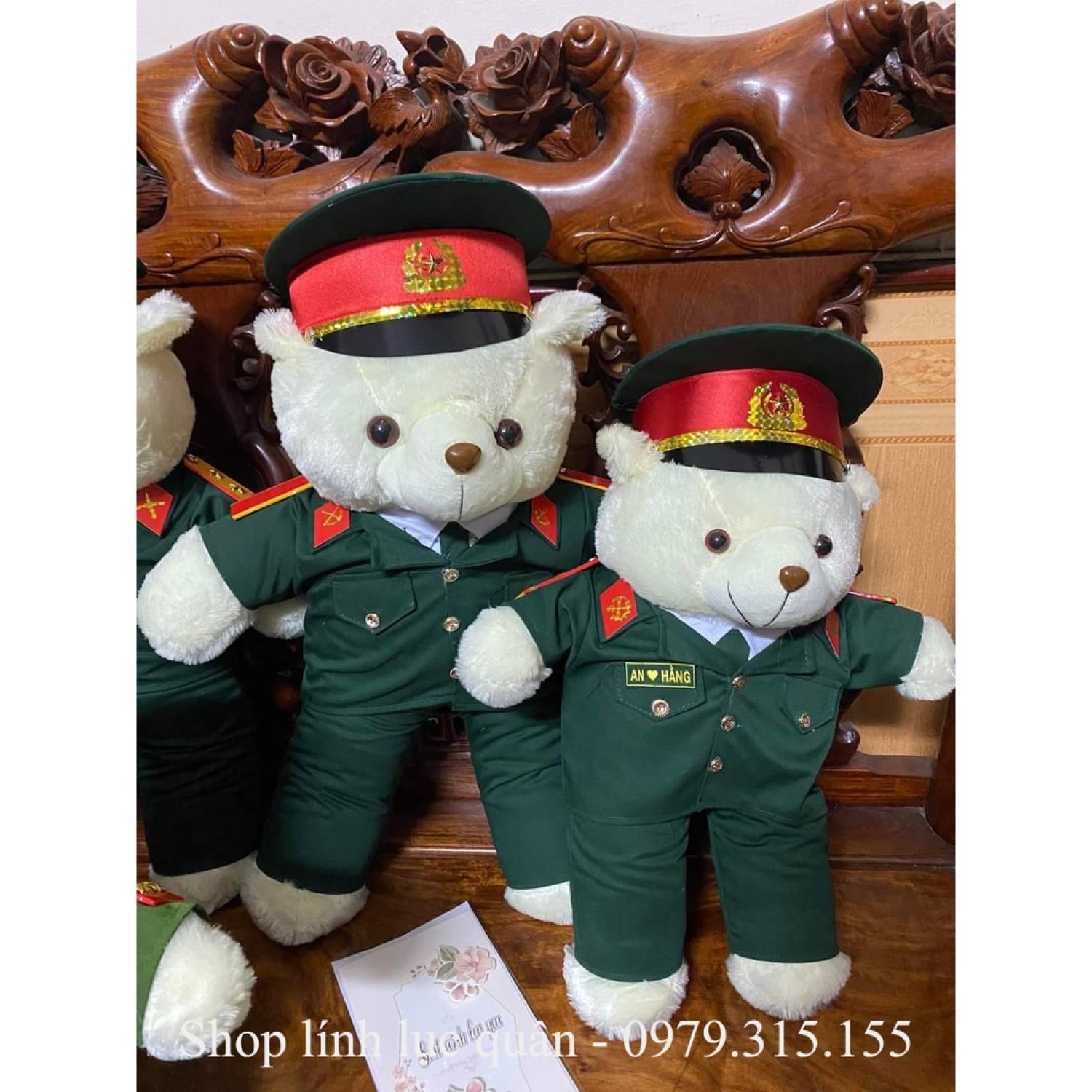 gấᴜ bông Quân đội Bộ đội Lục quân 55cm ( có in tên, tiết, quân hàm)