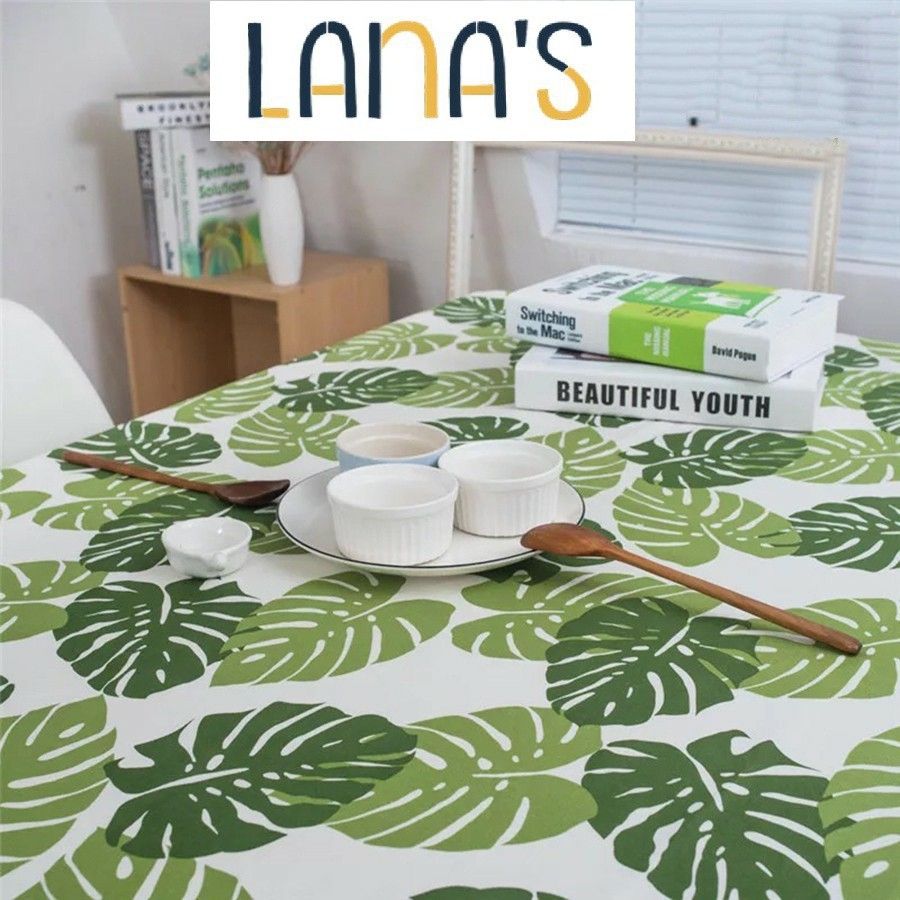Khăn trải bàn xanh lá vải canvas handmade  - LBS