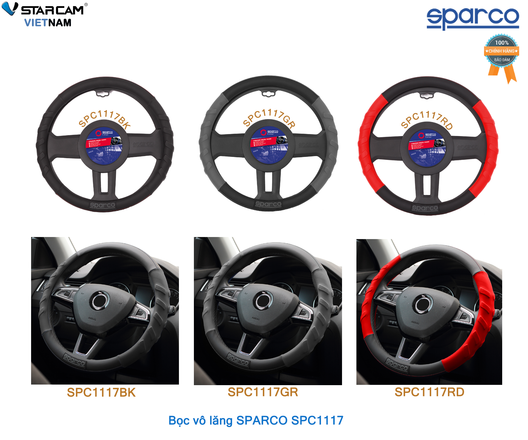 Bọc vô lăng cao cấp chính hãng Sparco SPC1117