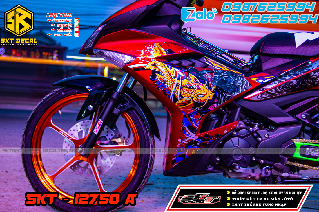 tem rời xe exciter 150 đỏ bạc cá chép