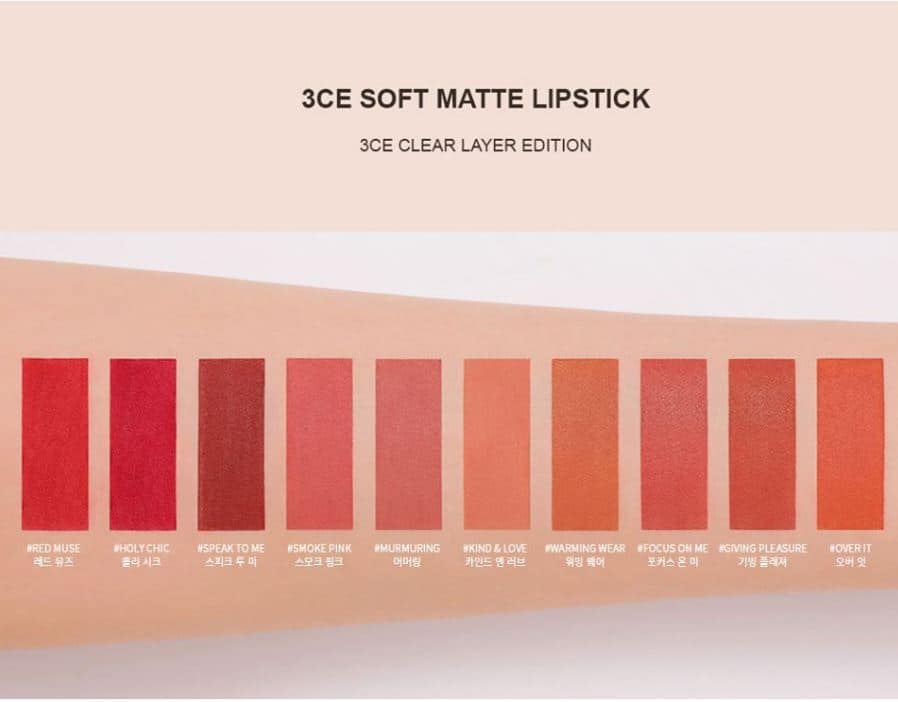 Son 3CE Clean Layer Edition vỏ trong suốt
