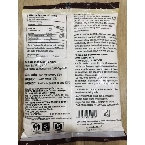 Tinh Bột Khoai Tây Vĩnh Thuận 340gr