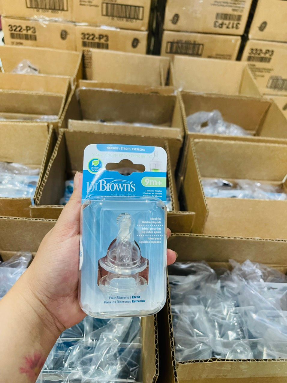 Set 2 ty bình sữa cổ hẹp Dr Brown's Y cut (9M+ )