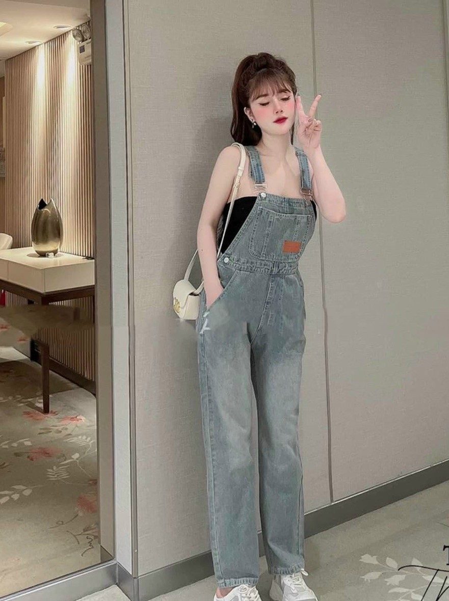 Quần yếm bò nữ mác da