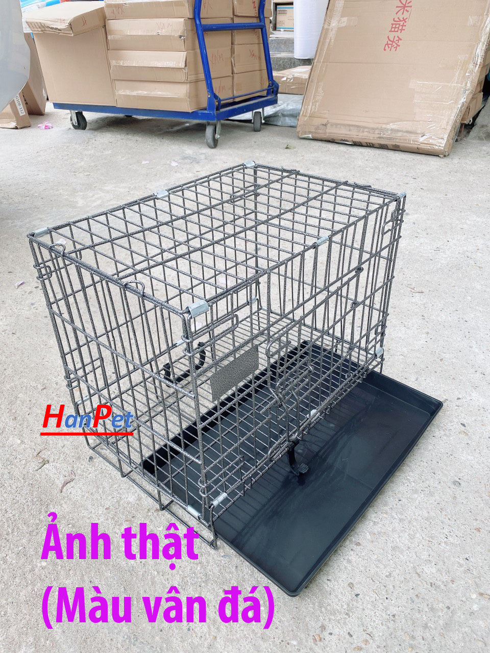 (Chuồng SD)- Lồng chó mèo vân đá 4 size chuồng cho chó mèo gấp gọn