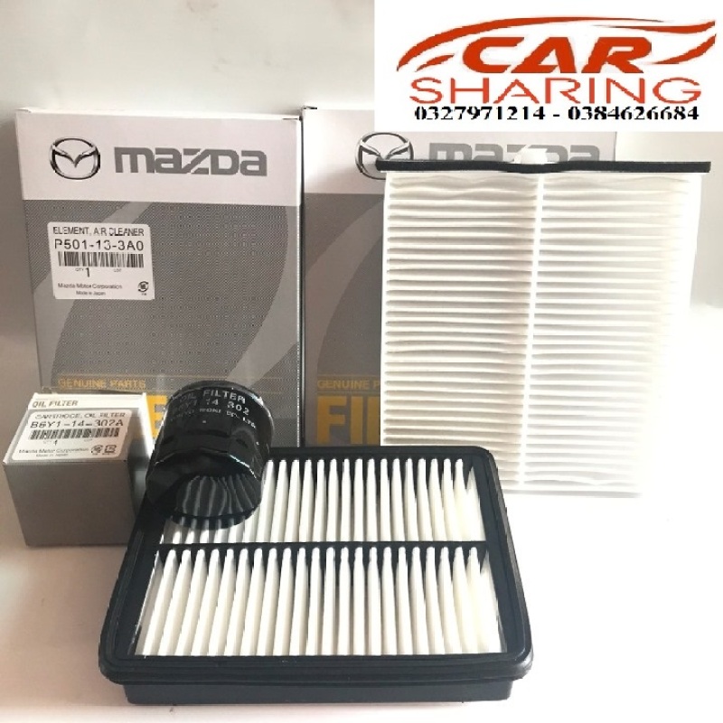 (Combo 3 món) Lọc gió động cơ , Lọc điều hòa , lọc nhớt , dùng cho xe MAZDA 2 ALLNEW 1.5