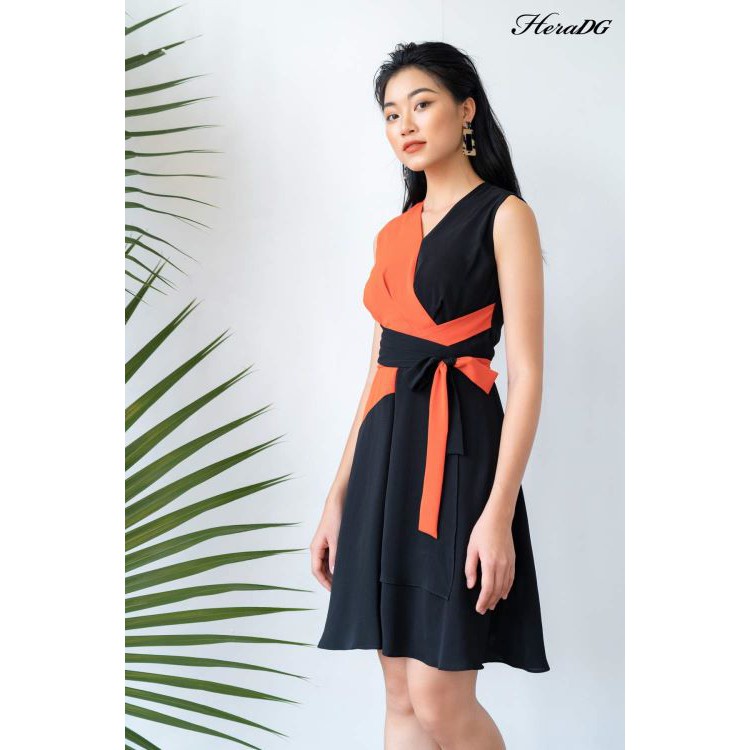 Voucher siêu sale 15% đầm nữ đen phối cam heradg - sdp19032