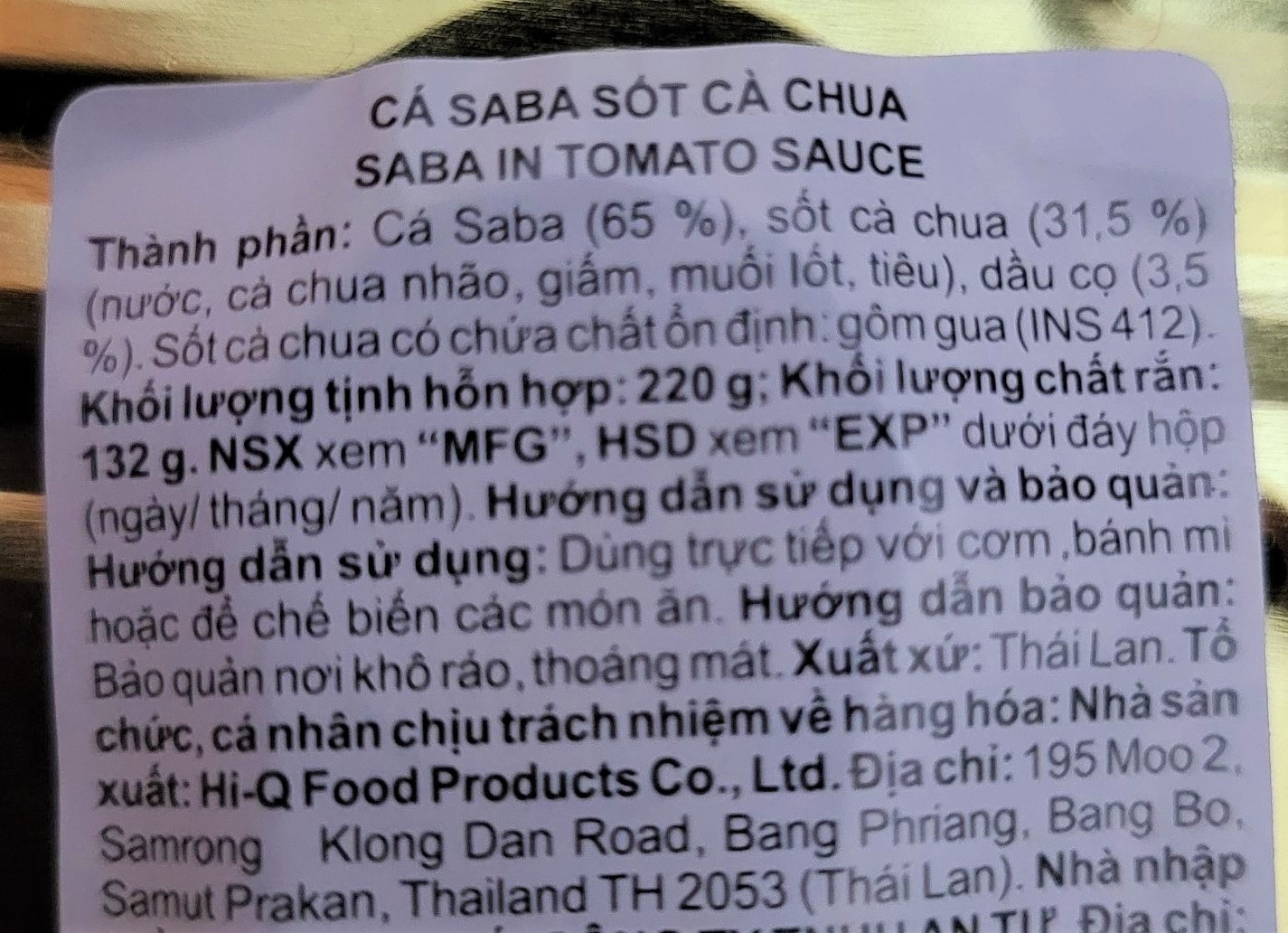 (hộp 0val 220g) CÁ SABA THÁI SỐT CÀ CHUA ROZA Saba in Tomato Sauce (HALAL)
