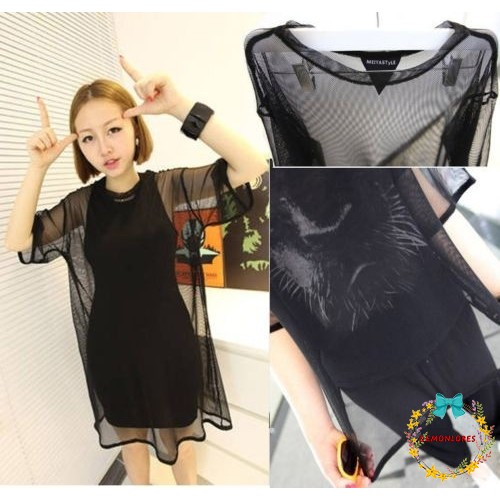 Áo lưới nữ form rộng thời trang phong cách