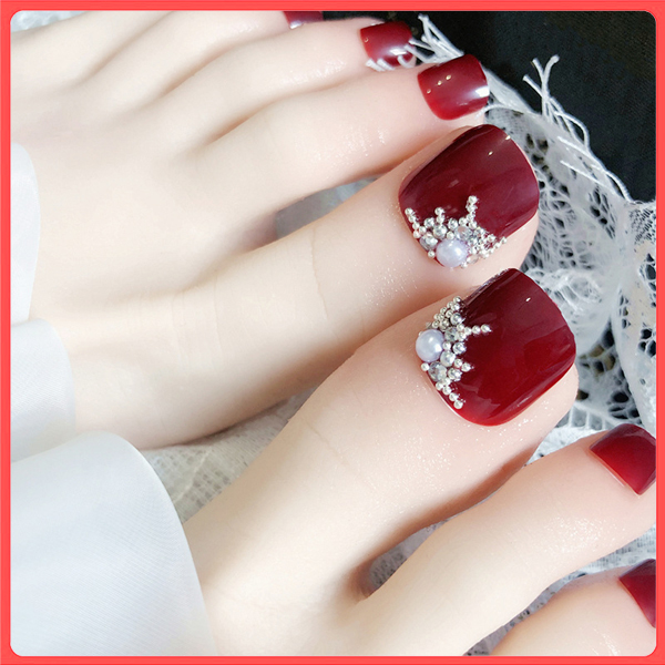 Bộ 24 Móng chân giả , nail giả C69 (kèm keo dán)