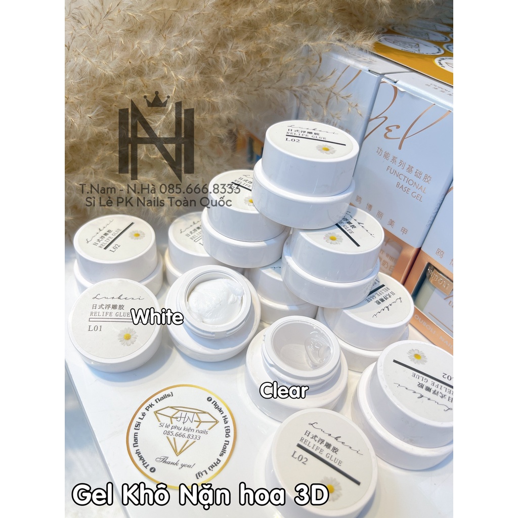 Gel nặn hoa 3D, Gel khô nặn hoa , gel nặn trắng lì