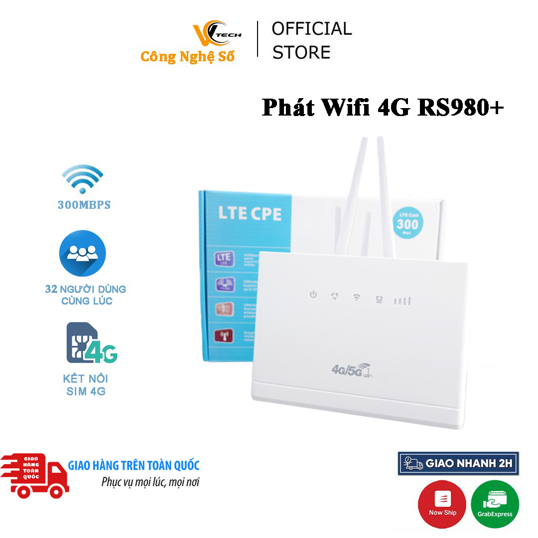 Bộ phát wifi sim 4g tốc độ cao rs980 plus 2 râu | phát wifi tốc độ cao cho tối đa 32 người