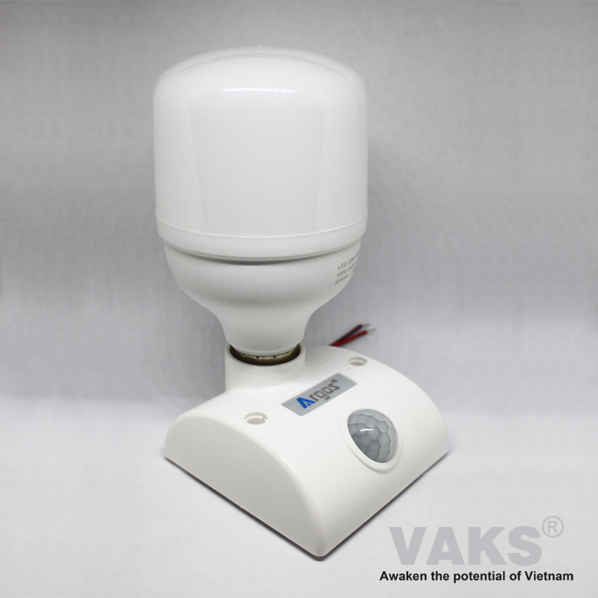 Combo đuôi đèn cảm ứng hồng ngoại e27 có phích cắm - tr02 + bóng đèn led đuôi vặn tròn e27 20w-220ac.