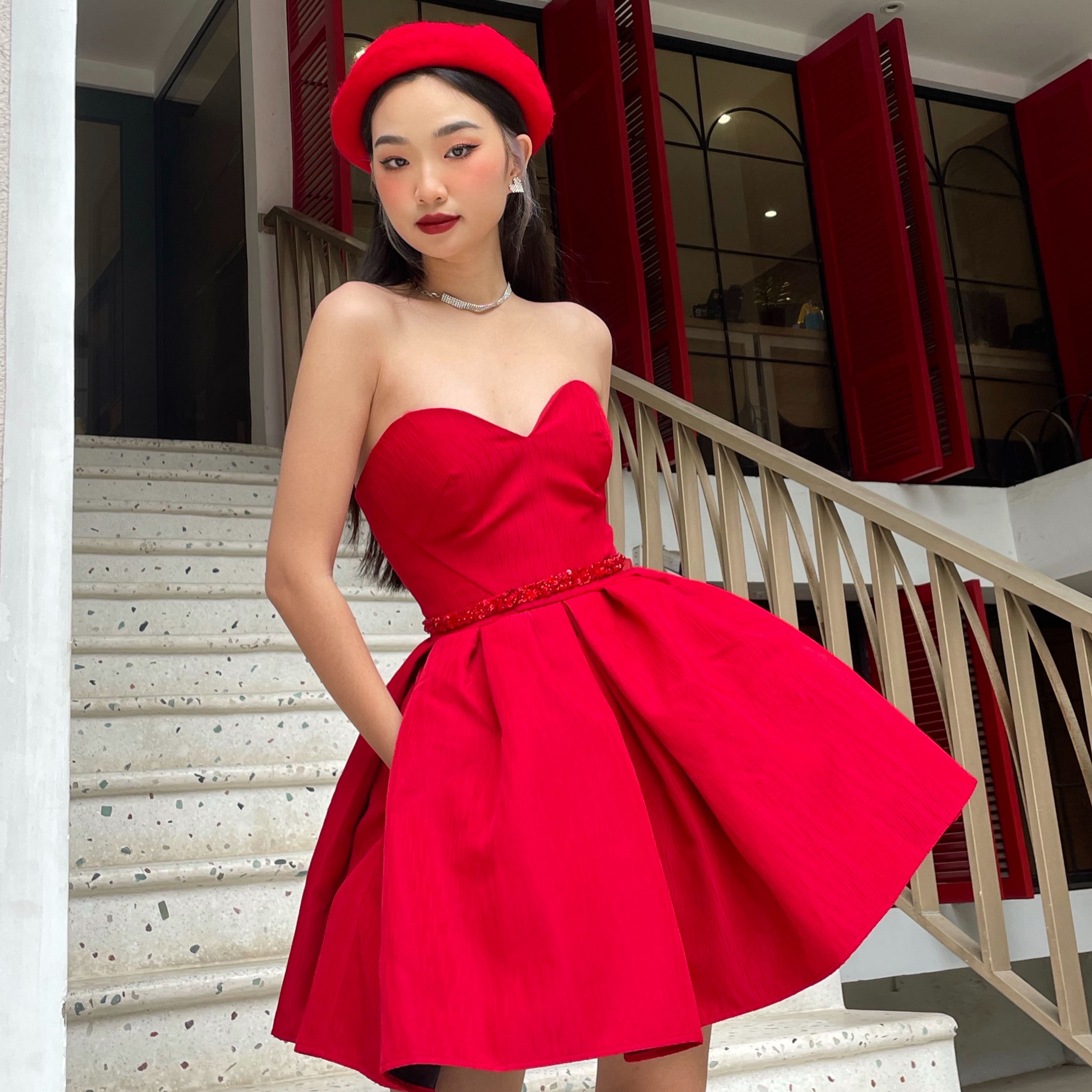 JUBIN STUDIO I Đầm xòe ngực trái tim nữ tính (Lucile Dress)