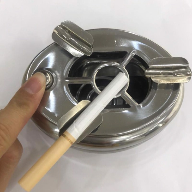 Gạt tàn thuốc nút bấm inox loại lớn cao cấp ( Inox 201 )