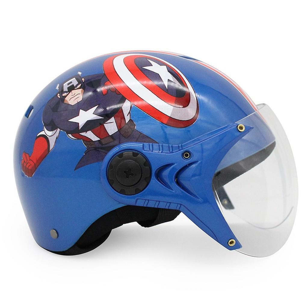 Mũ bảo hiểm trẻ em nửa đầu có kính Protec Kitty- Họa Tiết Anh Hùng Marvel Captain American - AFAST VIỆT NAM