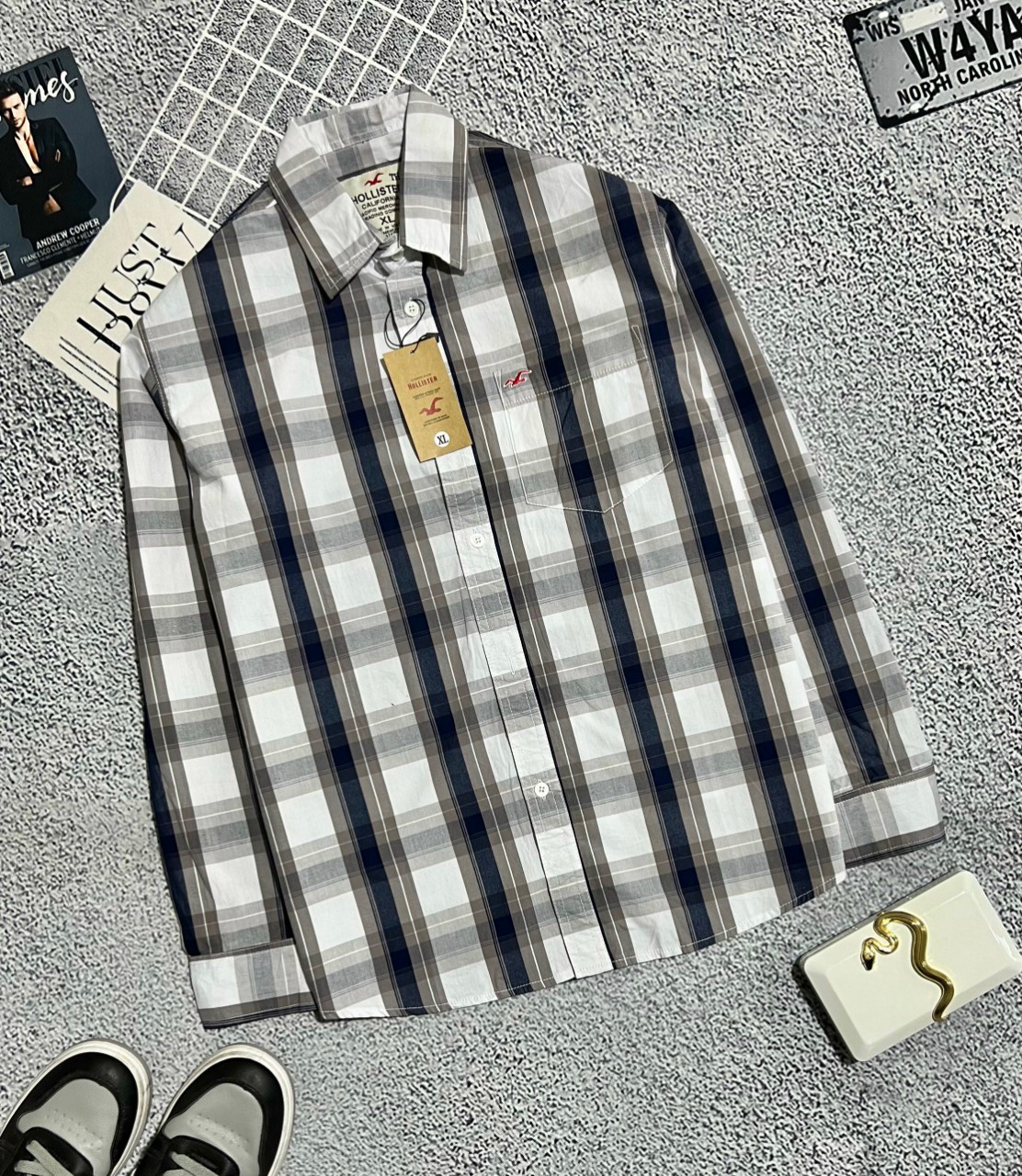 Áo sơ mi nam tay sọc caro tay dài vải đẹp mềm mịn