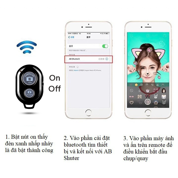 [HCM]Remote Bluetooth cao cấp Chụp Hình không dây Từ Xa Android ios