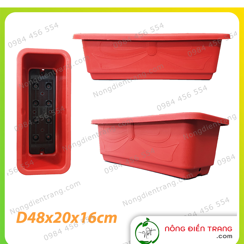 Chậu nhựa trồng rau chậu thông minh kích thước D48x20x16cm - Nhựa PP cao cấp, dày bền đep - Khay trồng cây, khay trồng rau mầm, khay chậu trồng hoa kiểng VTNN Nông Điền Trang