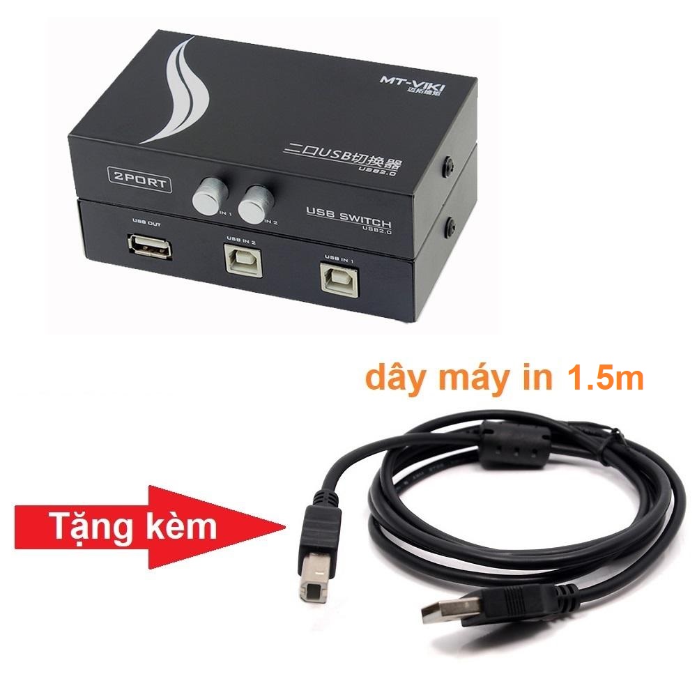 Bộ chia 2 máy tính dùng chung 1 máy in Switch USB MT-VIKI Tặng kèm Dây máy in chất lượng cao dài 1.5m