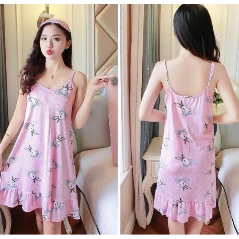 [Tặng Kèm Bịt Mắt] Váy Ngủ Cotton Cute Siêu Mát