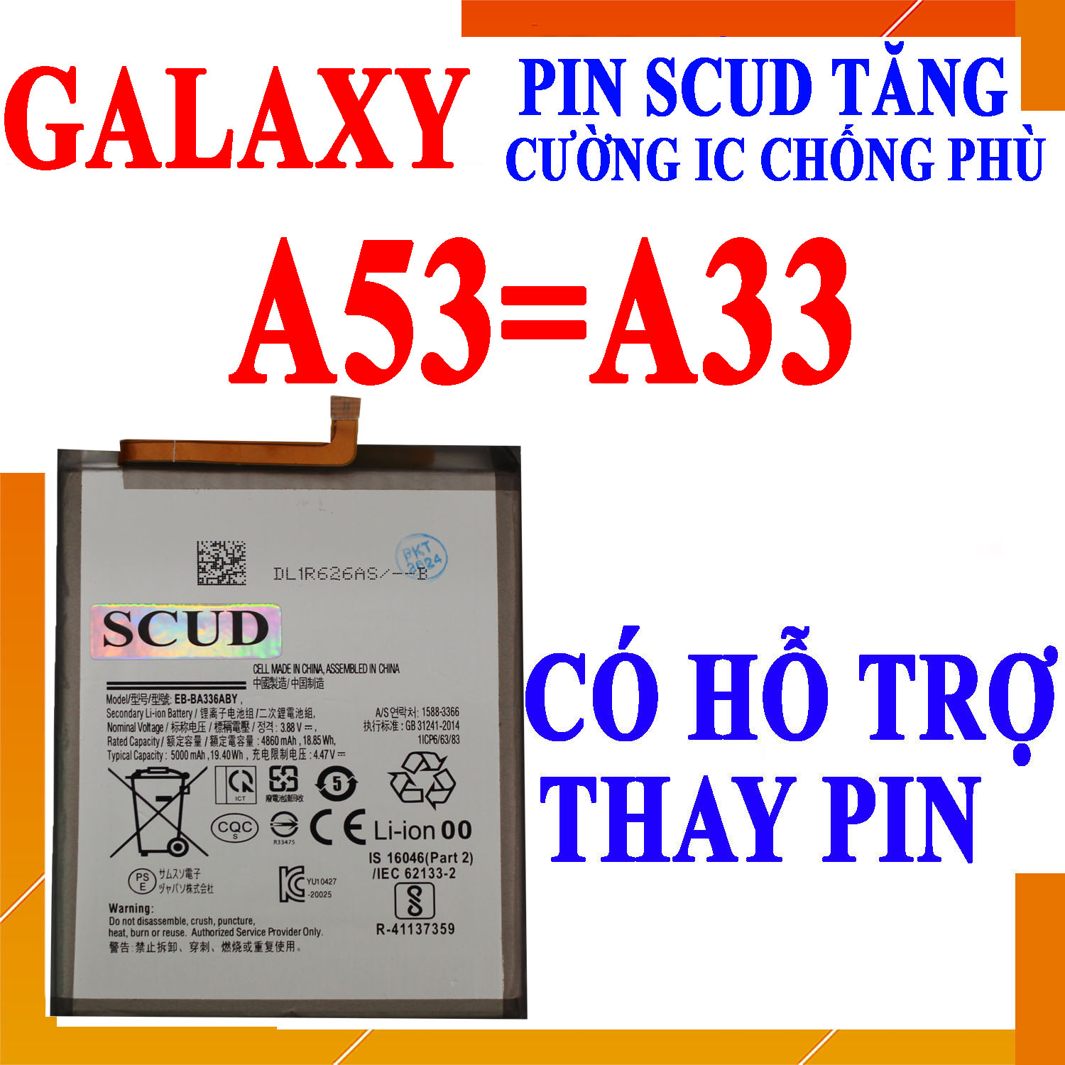 Pin Scud cho Samsung Galaxy A53/Galaxy A33 dung lượng 5000mAh