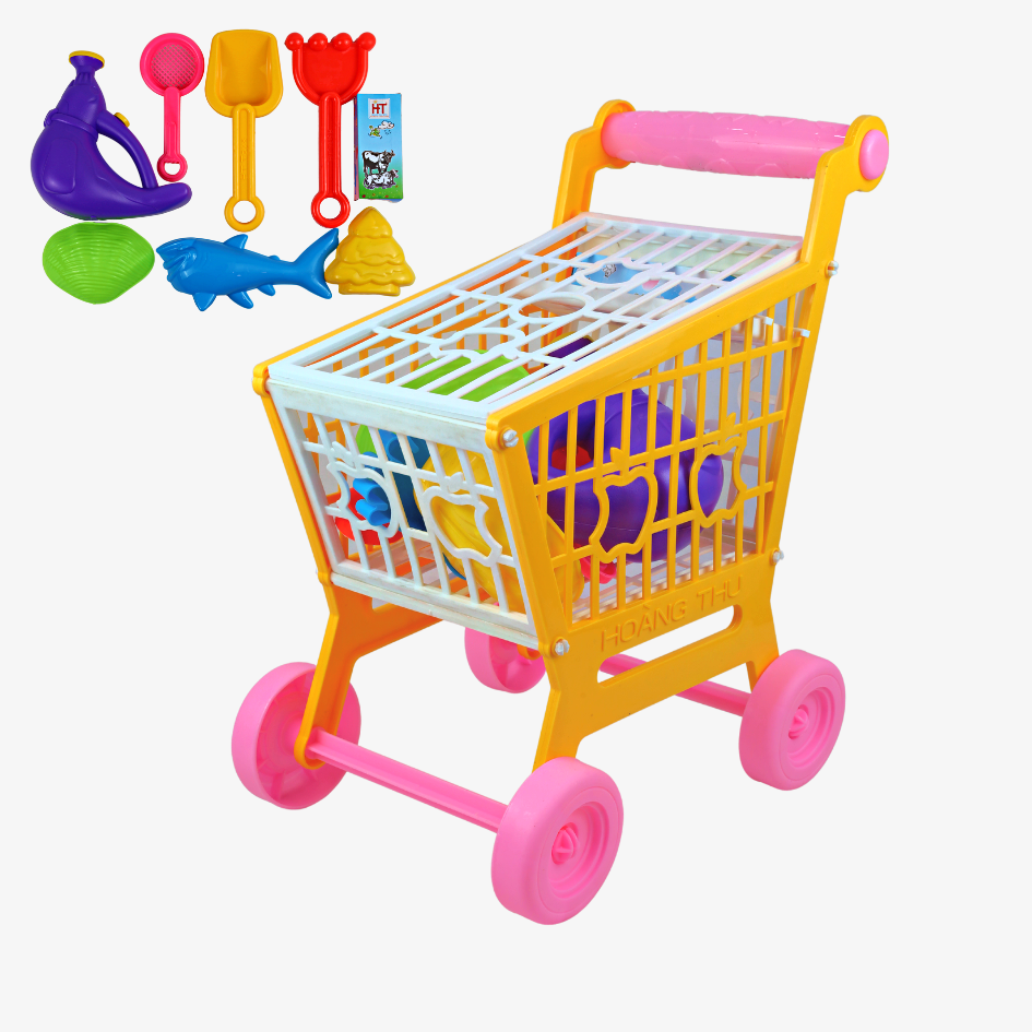 Đồ chơi xe đẩy siêu thị cho bé (có nhạc, kèm bộ đồ chơi) HT7658