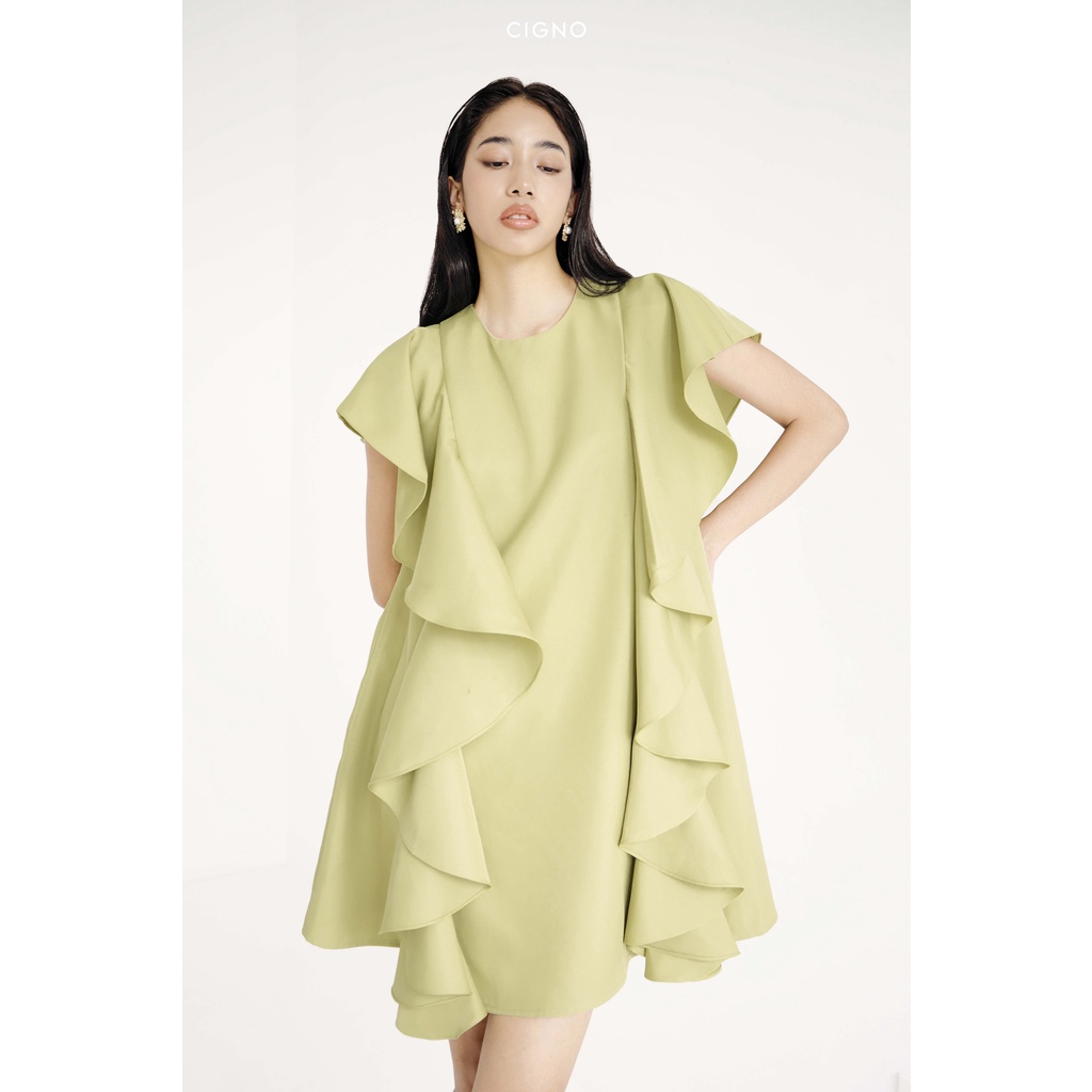 CIGNO-đầm suông phối bèo tiểu thư ELYSIE