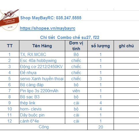 Combo đồ điện chế su27 f22 đầy đủ