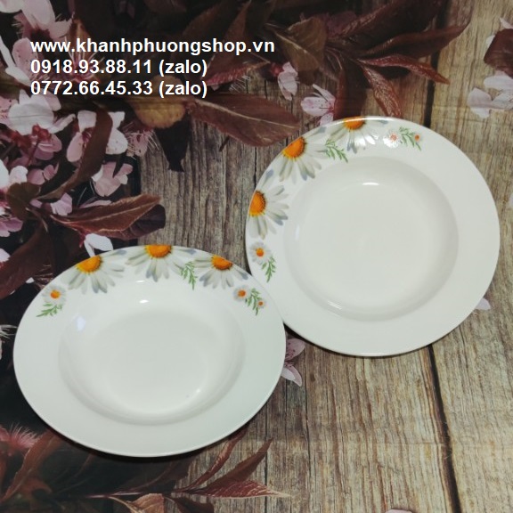 Combo 2 dĩa sứ lòng sâu  20cm- dĩa sứ sâu lòng