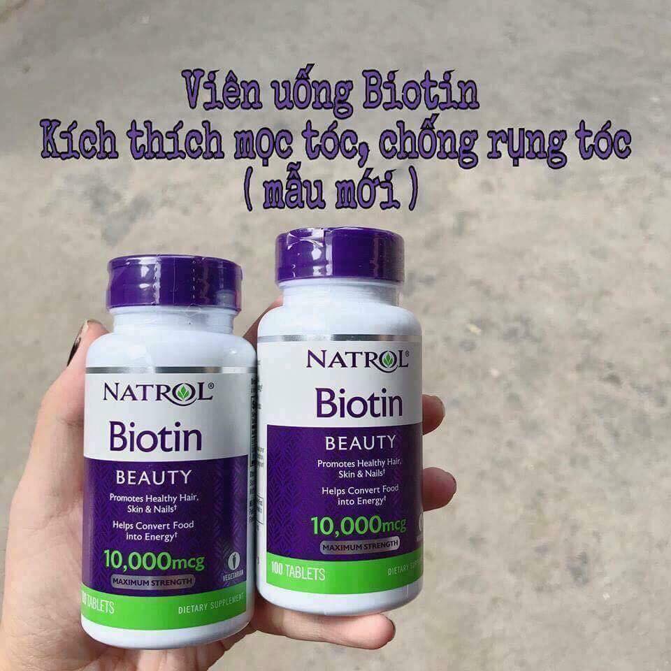 Viên Uống Ngăn Rụng Tóc, Kích Thích Mọc Tóc Biotin Mỹ 10000mcg 100 Viên