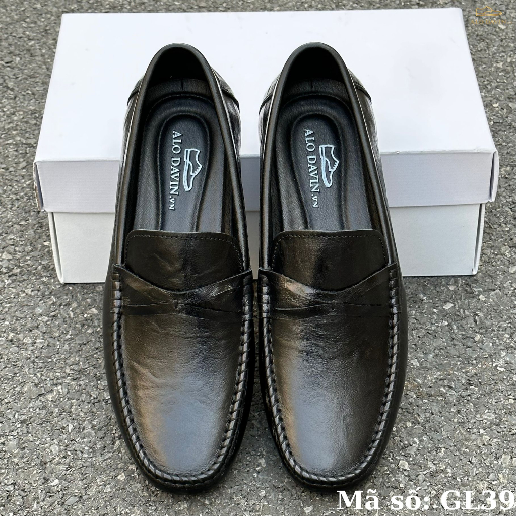 Giày lười nam Alo Davin Da Bò Cao Cấp GL39