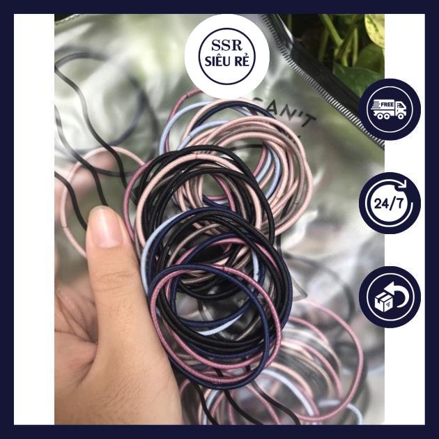 Set 100 Dây Buộc Tóc Trơn Kèm Túi Zip Siêu Xinh - Cột Tóc (MS7)