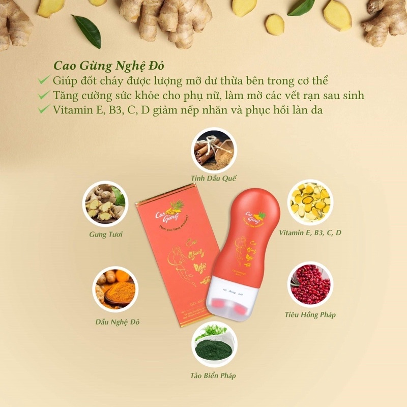 Cao gừng tan mỡ dạng thanh lăn (180ml) - Giúp đánh tan mỡ, thon gọn từng Centimet.