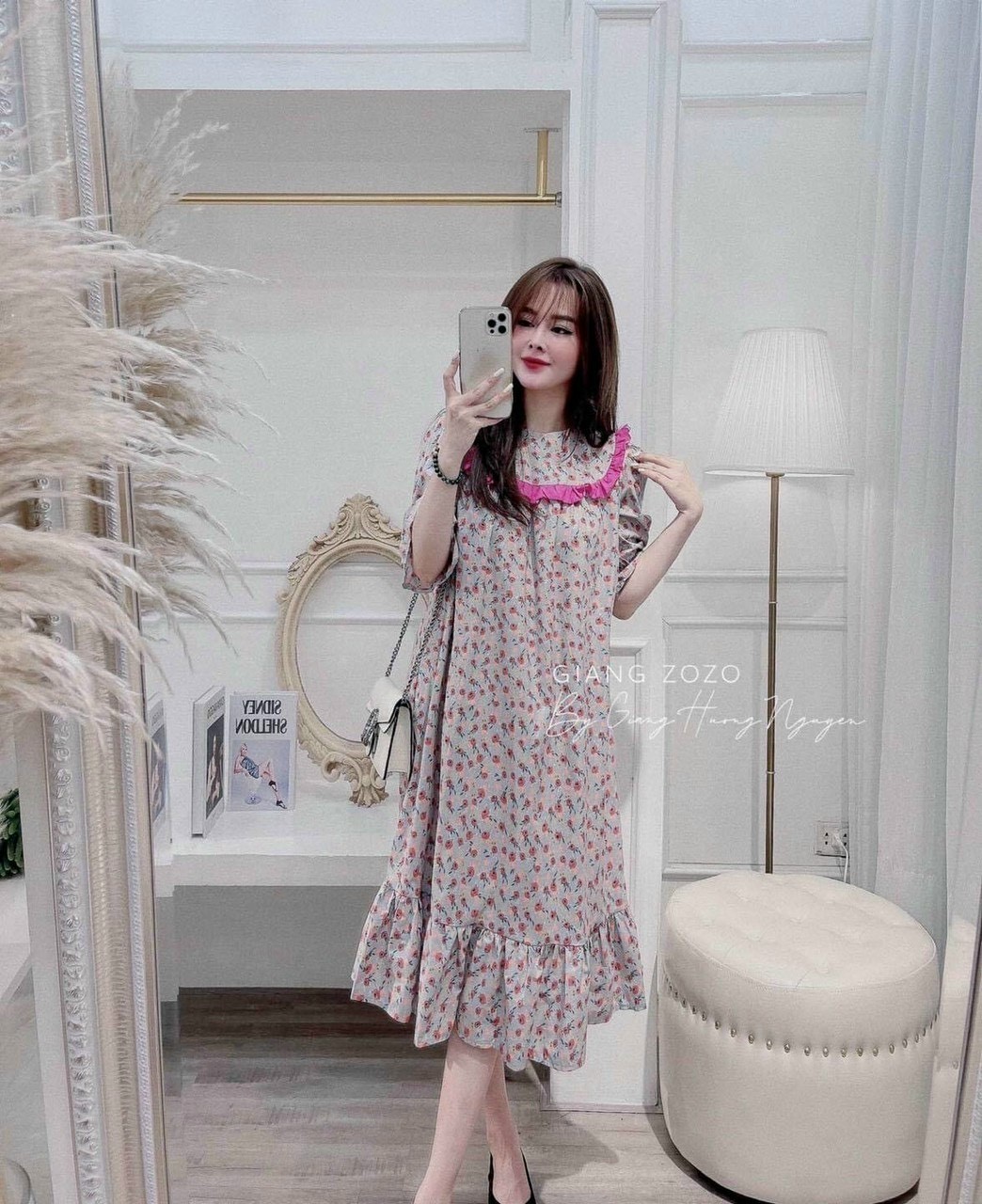 Đầm lụa hoa vải mềm mai , thoáng mát , họa tiết hoa