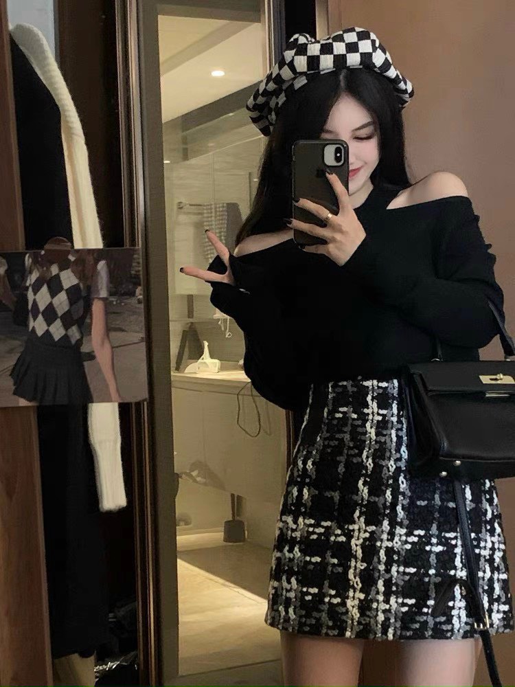 [ SET ÁO MIX CHÂN VÁY DẠ ] style sang chảnh