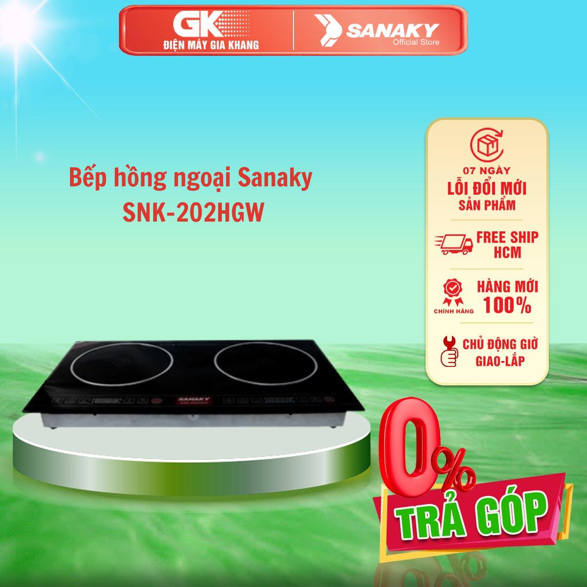 Bếp hồng ngoại sanaky snk-202hgw 6 chế độ nấu, hệ thống chống nước 4d, tính năng hẹn giờ - giao toàn quốc - freeship hcm