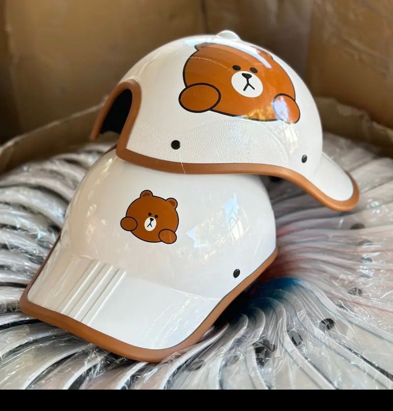 nón bảo hiểm kết gấu panda có lỗ cột tóc mẫu mới