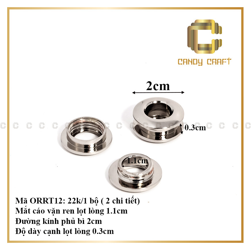 Mắt cáo (ôrê) vặn ren - phụ kiện làm túi xách