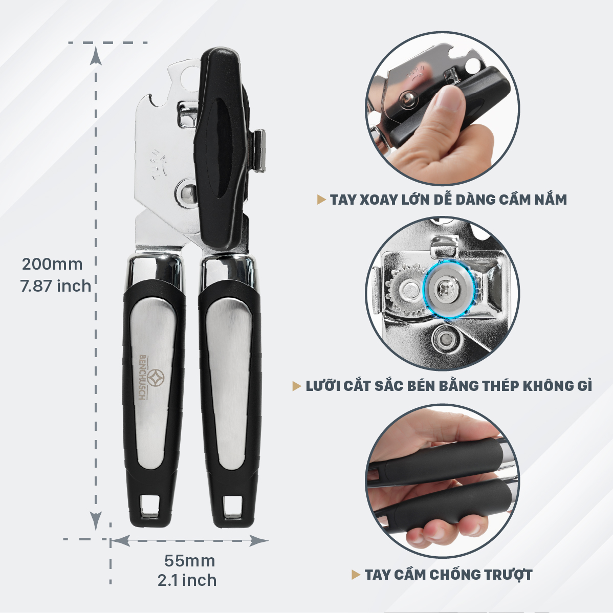 Benchusch Multipurpose Can Opener - Heavy Duty with Stainless Steel