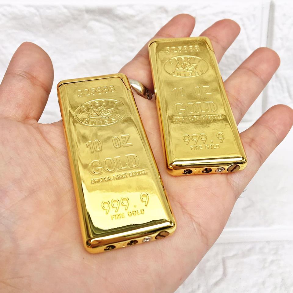 Bật Lửa Khò gas đá hình thỏi vàng 9999