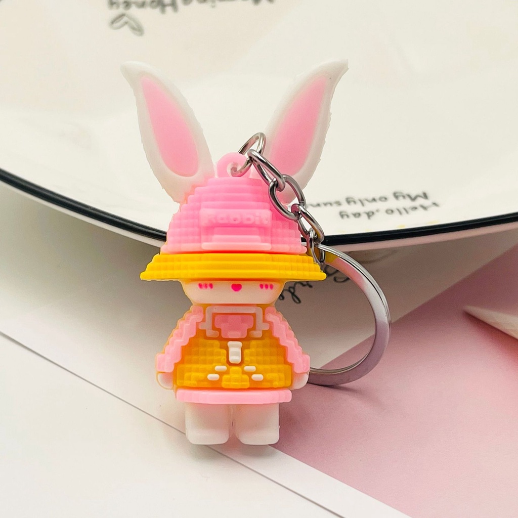 Móc khóa thỏ đội nón lego