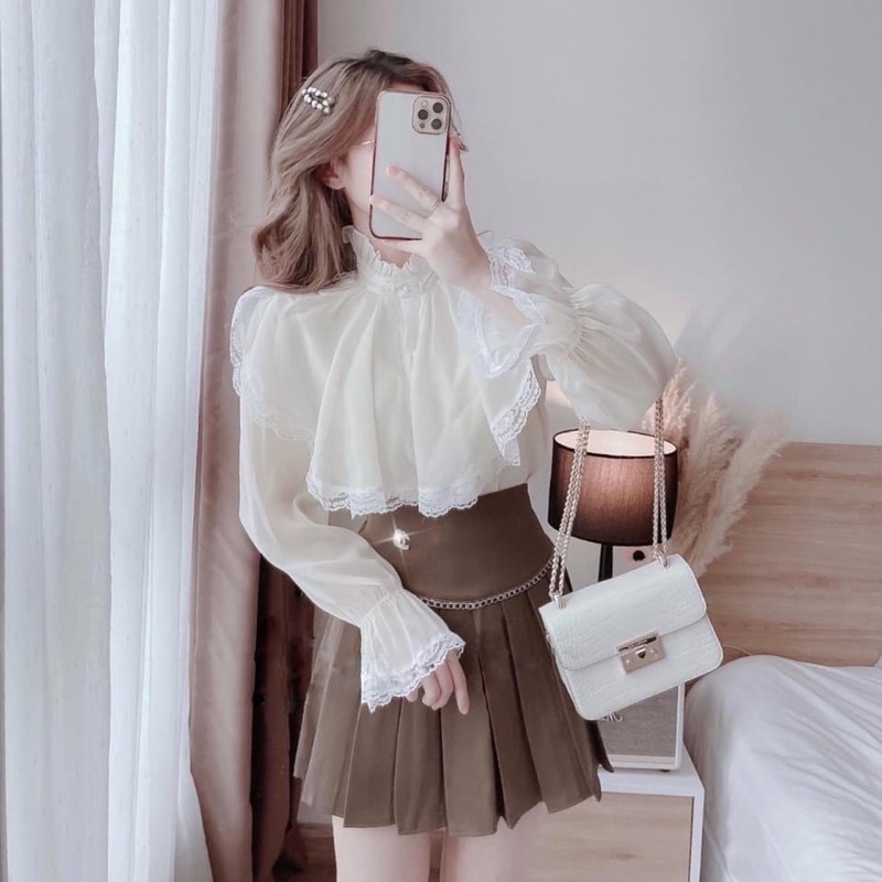 Áo sơ mi tiểu thư 2 lớp - phối cổ ren- kiểu đáng quý tộc